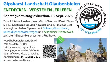Exkursion - Gipskarst-Landschaft Glaubenbielen | © NeKO - Stiftung Naturerbe Karst und Höhlen Obwalden