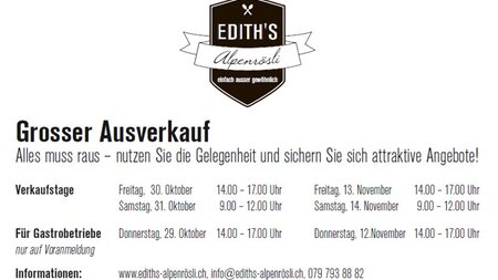 Grosser Ausverkauf im Edith's Alpenrösli